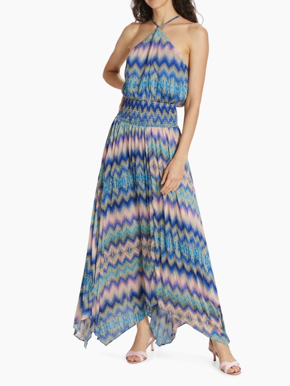 Ramy Brook Gianna Chevron Print Maxi Dress XXS